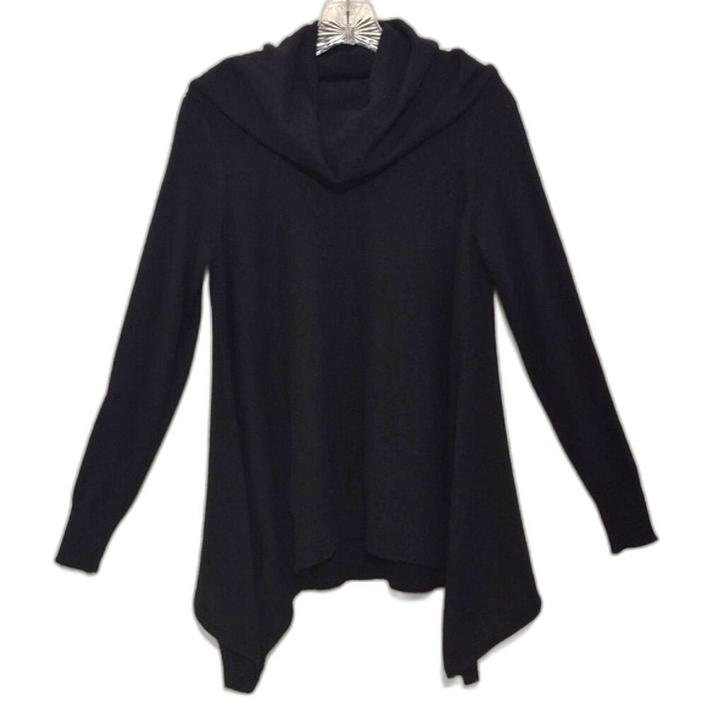 C by Bloomingdale’s 100% Cashmere Sweater Small Cowl Neck Asymmetrical Hem Black